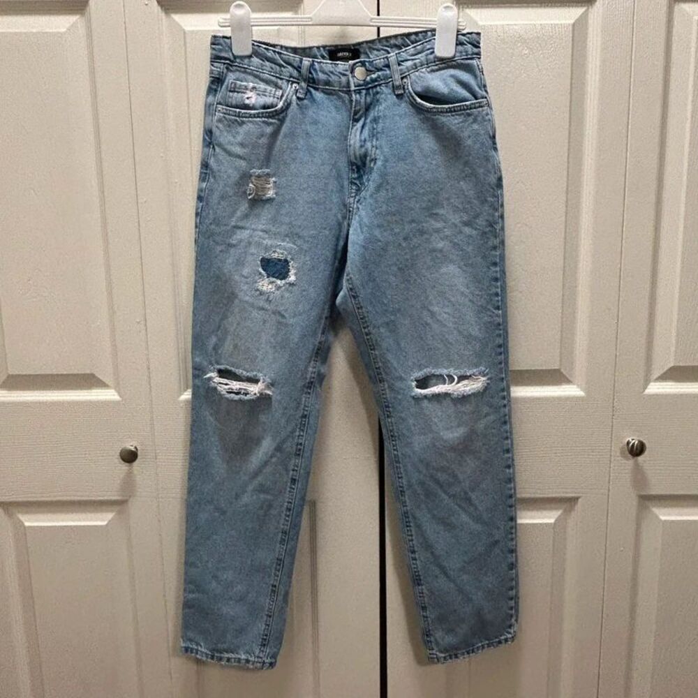 Forever 21 Distressed Straight Leg Jeans